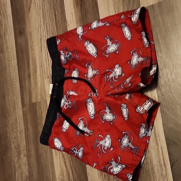 GYMBOREE Swim Trunks Monkey on Skateboard Size 2T Vintage - Picture 1 of 3